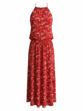 Red Floral Halter 2 piece Maxi